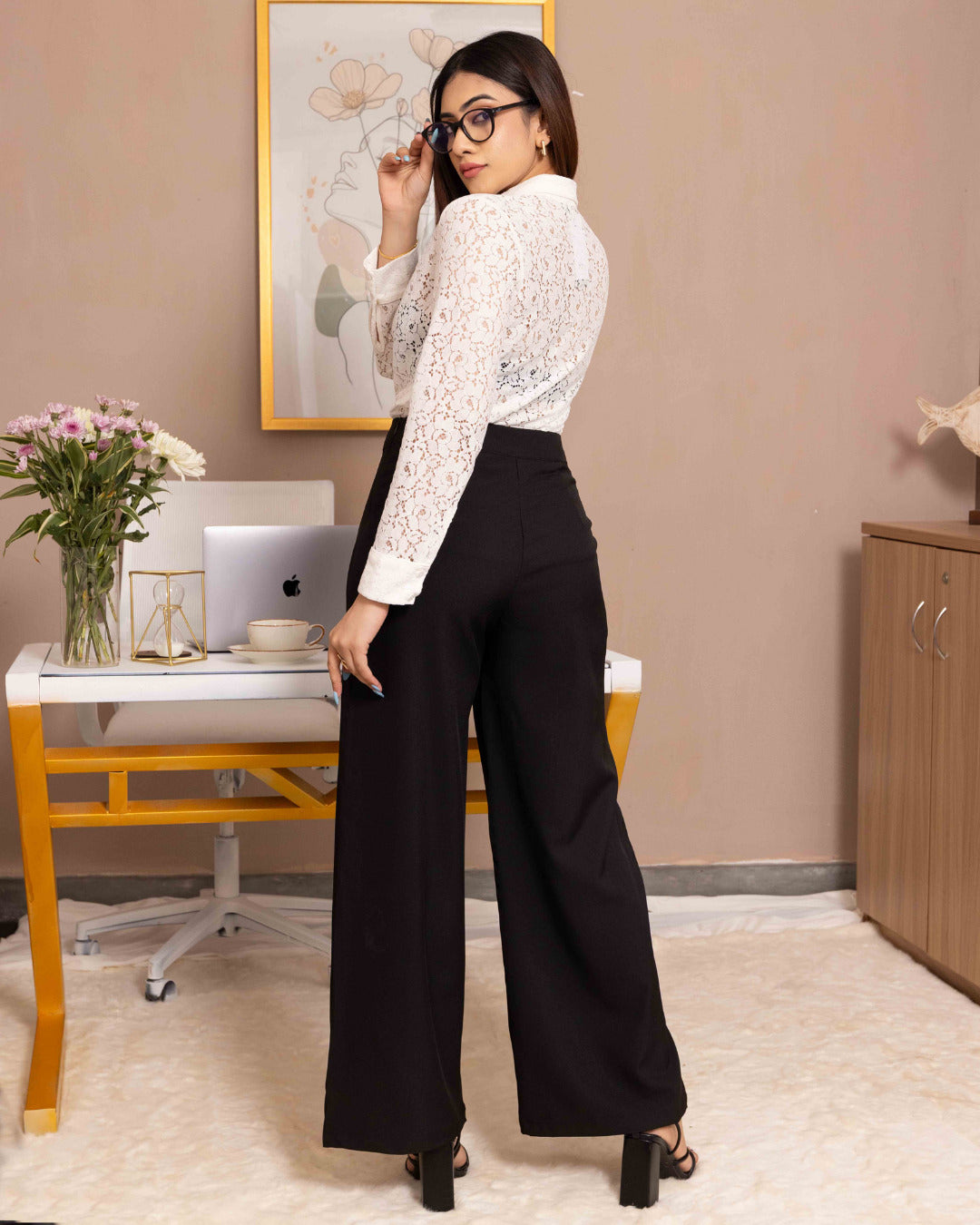 MIRA WIDE LEG BLACK PANT