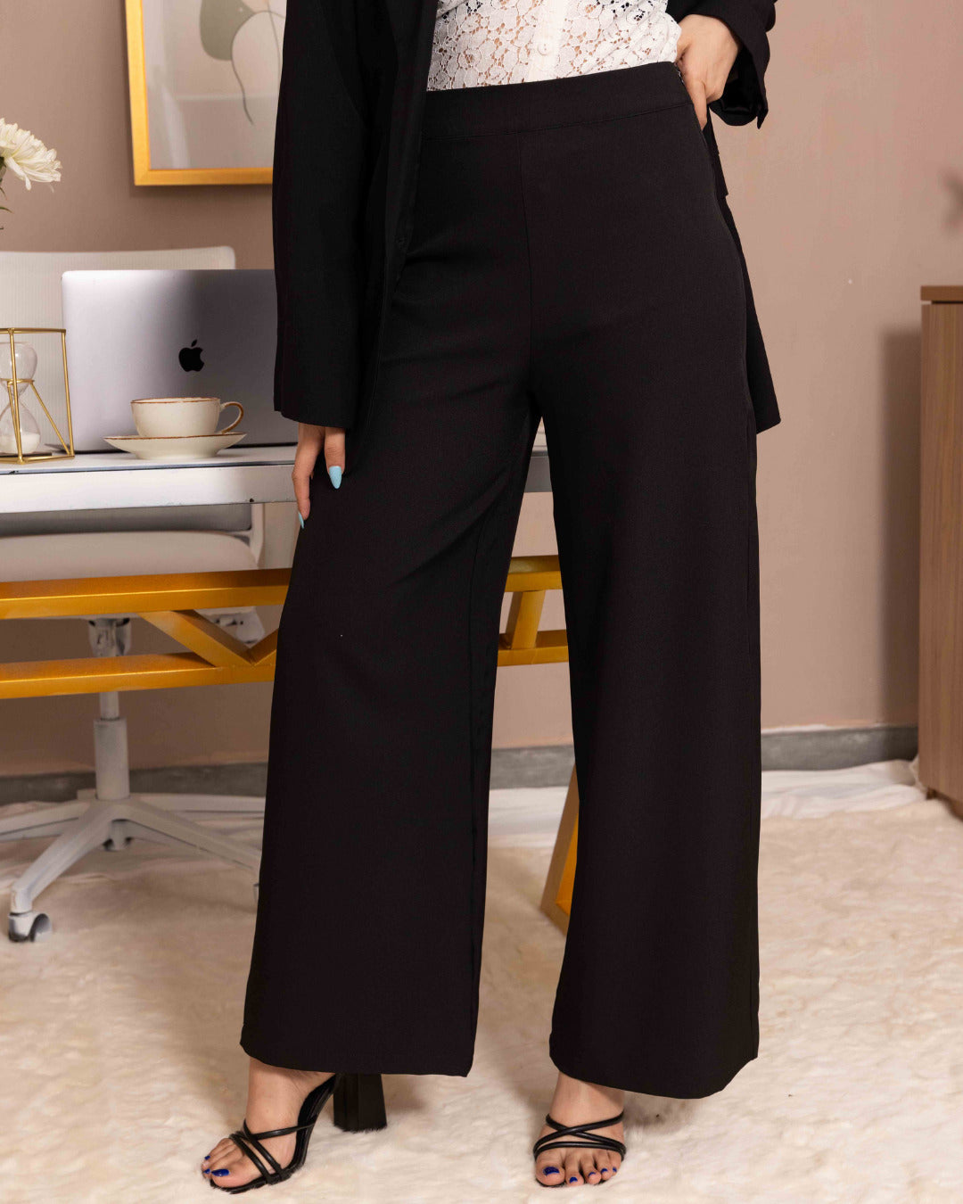 MIRA WIDE LEG BLACK PANT