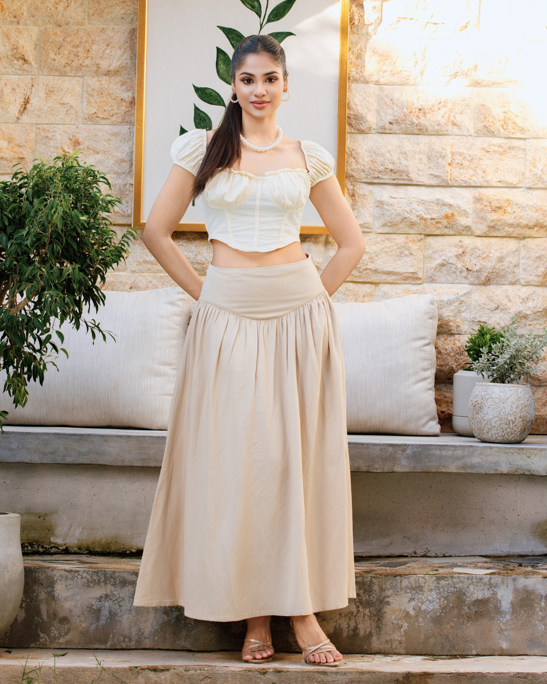 KORA HIGHWAIST DARK BEIGE SKIRT