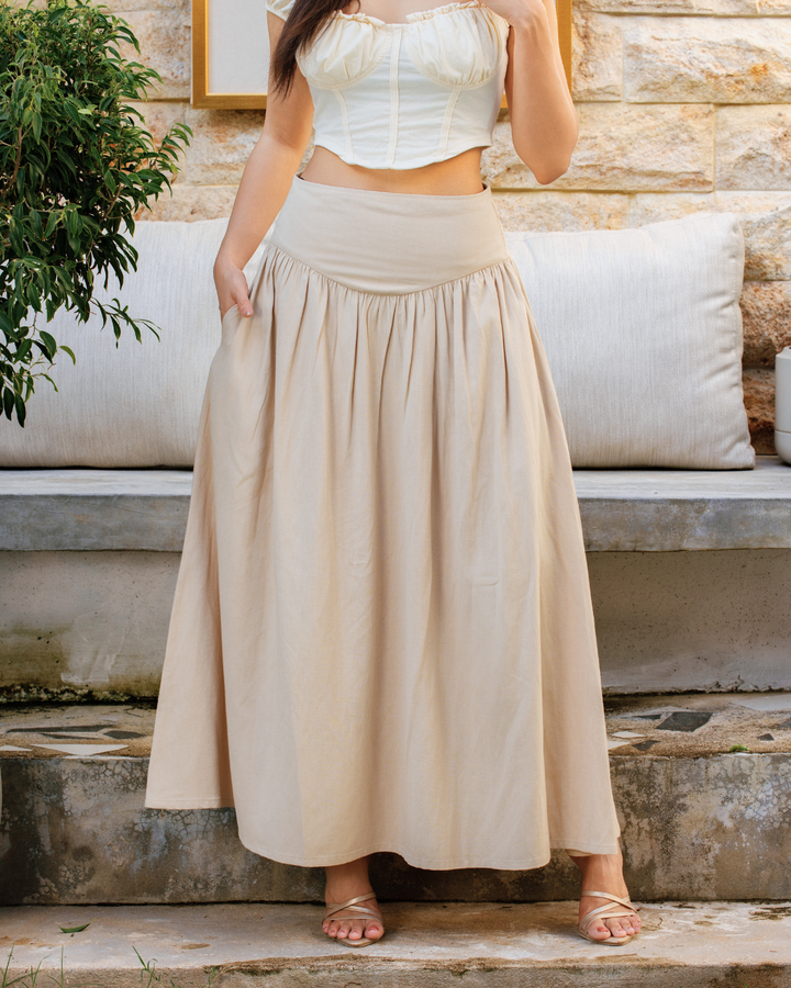 KORA HIGHWAIST DARK BEIGE SKIRT