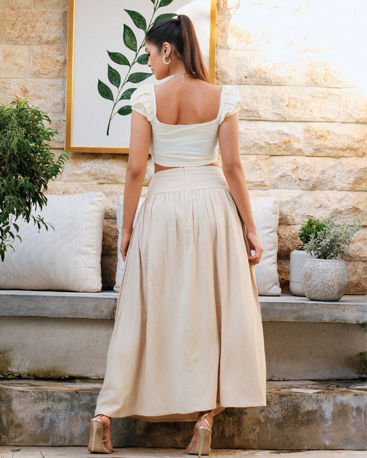 KORA HIGHWAIST DARK BEIGE SKIRT