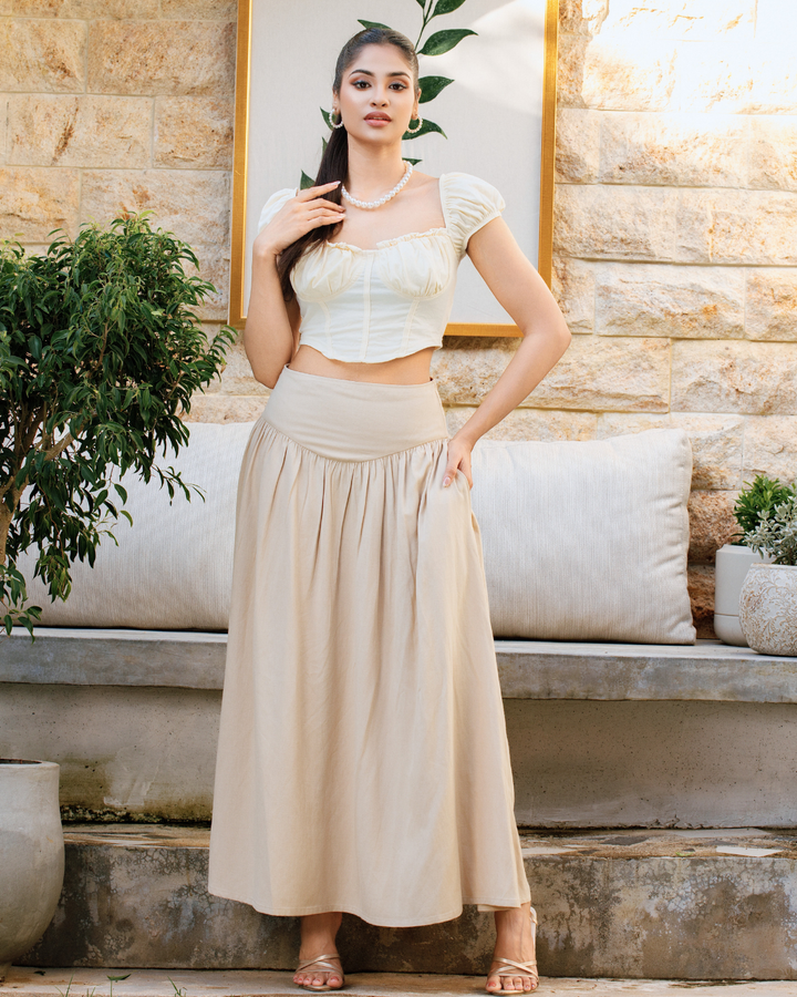 KORA HIGHWAIST DARK BEIGE SKIRT