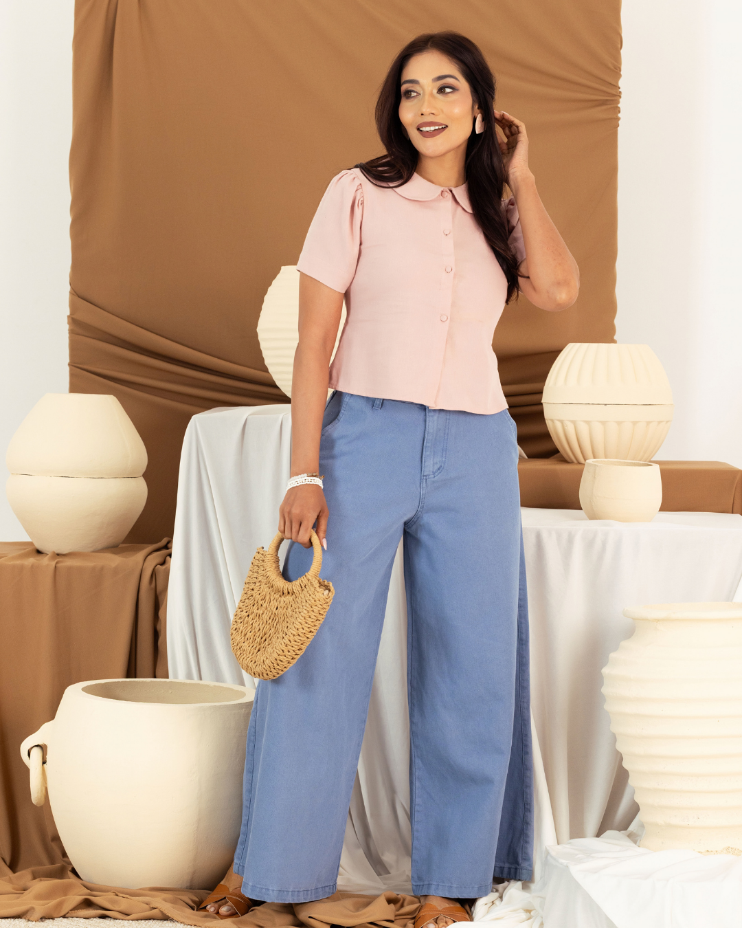 ORIELLA L/BLUE FLARED LEG DENIM PANT