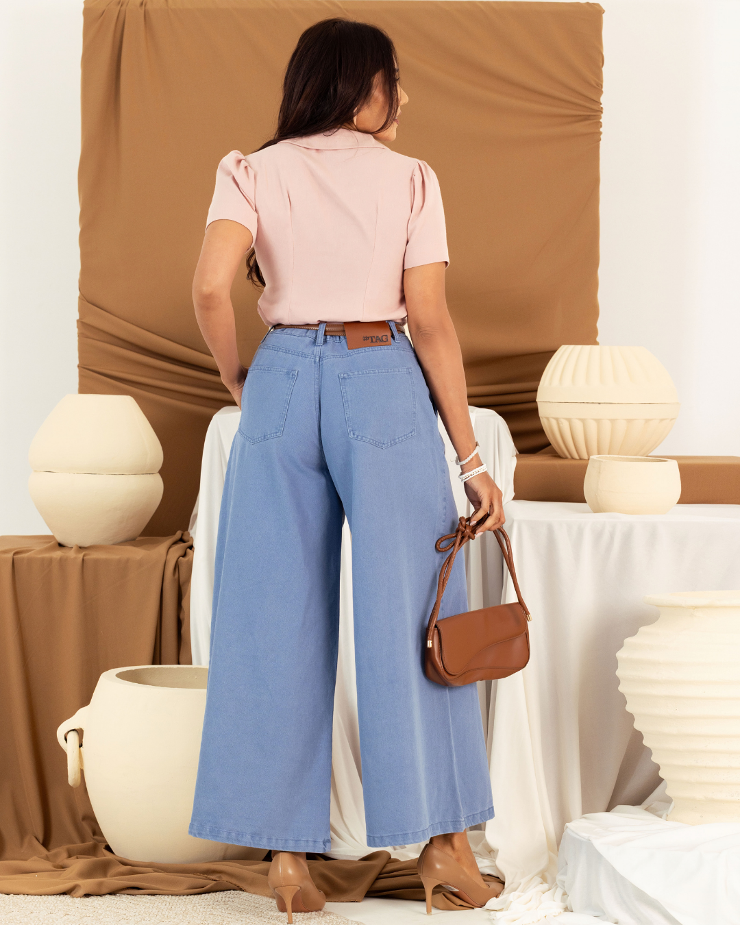 ORIELLA L/BLUE FLARED LEG DENIM PANT