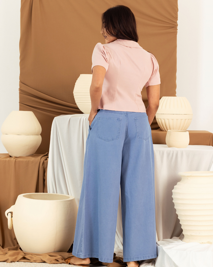 ORIELLA L/BLUE FLARED LEG DENIM PANT