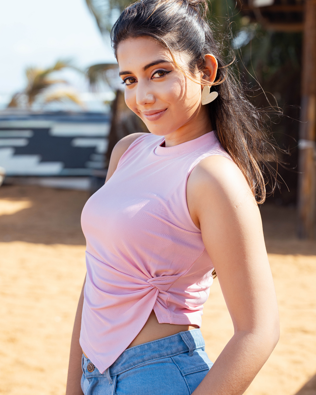 ZAYNE KNOTTED LIGHT PINK TANK TOP