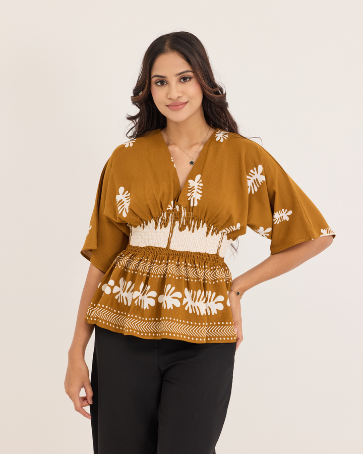LAVONA SMOCKED BLOUSE
