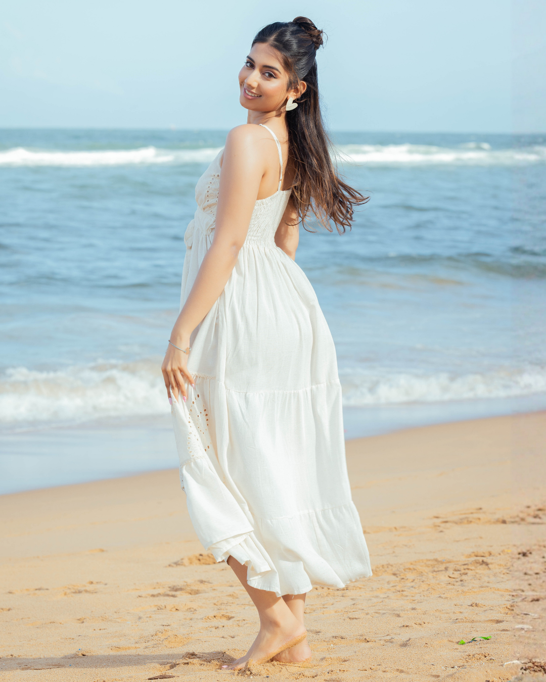 KIARA CUTLON STRAP OFF WHITE MAXI DRESS