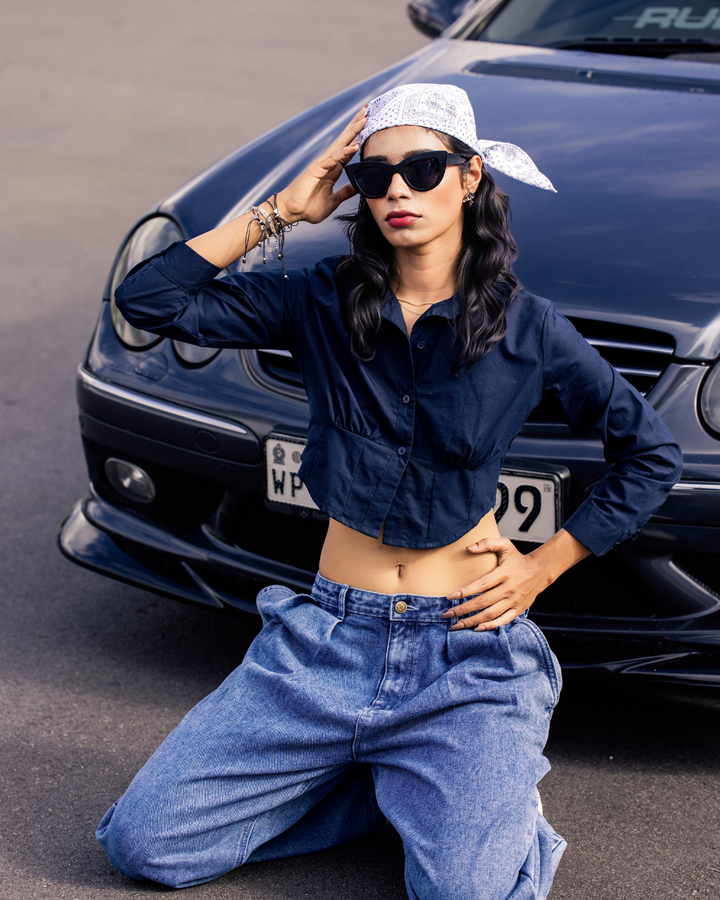 ELNA LONG SLEEVE CROP SHIRT