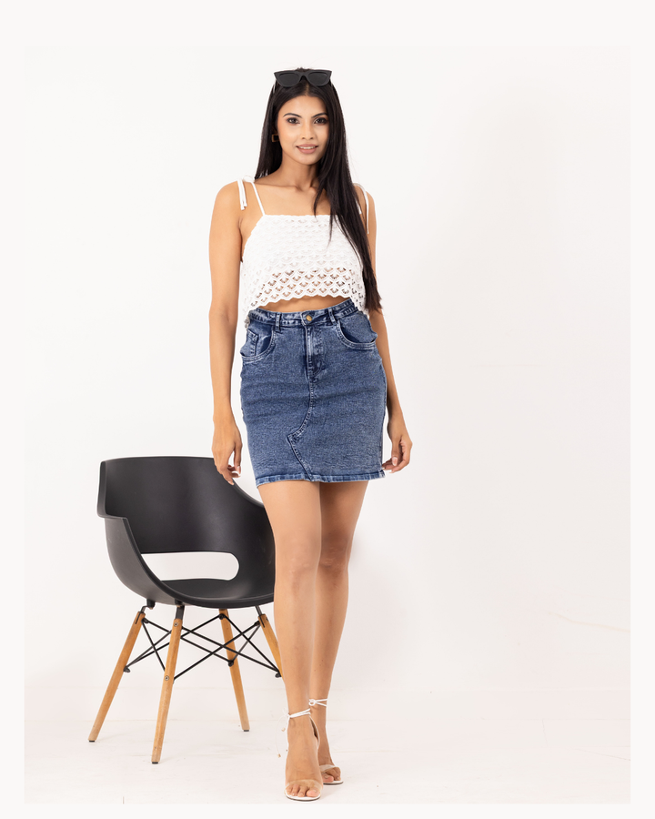 LIGHT BLUE AMY DENIM SHORT SKIRT