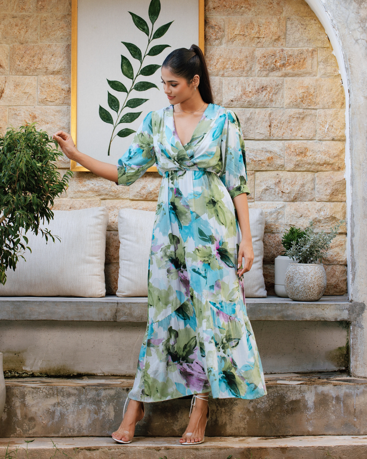 MAZIE FRONT OVERLAP MAXI DRESS