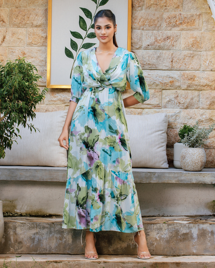 MAZIE FRONT OVERLAP MAXI DRESS