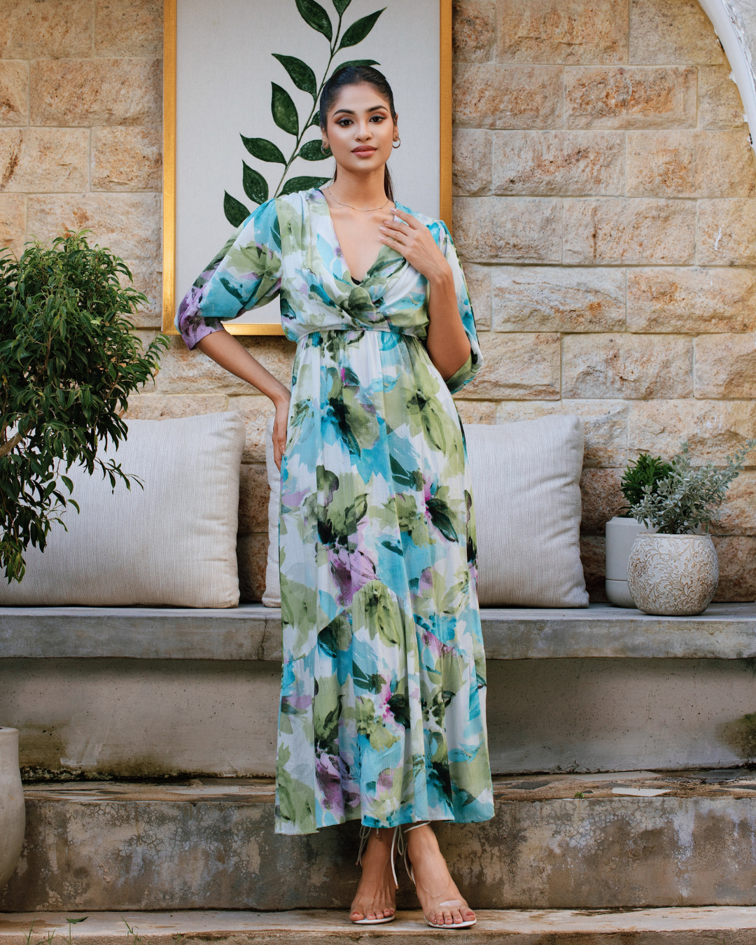 MAZIE FRONT OVERLAP MAXI DRESS