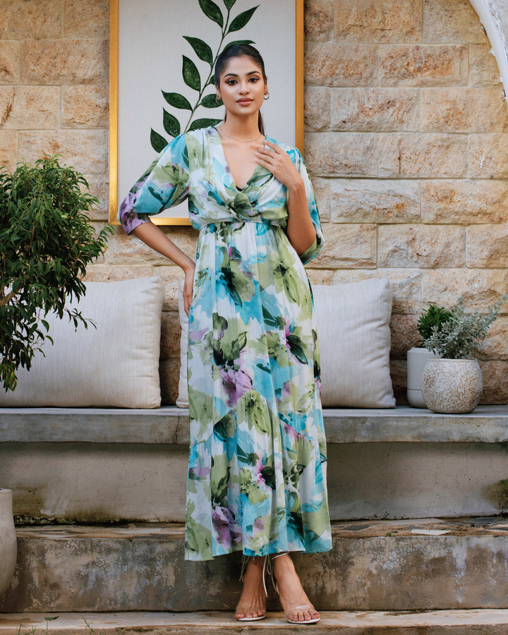 MAZIE FRONT OVERLAP MAXI DRESS