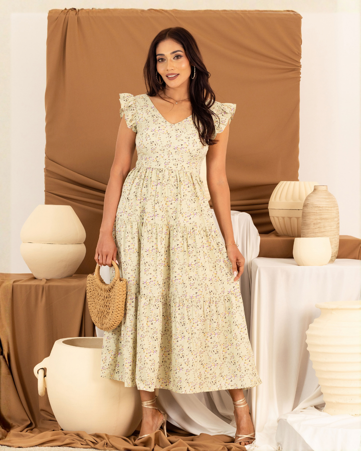 LILA PRINTED GREEN DRESS