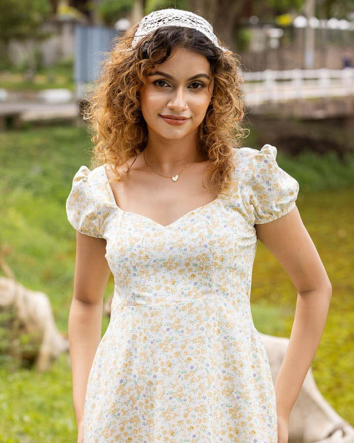 SOLANA FLORAL YELLOW LONG MAXI DRESS