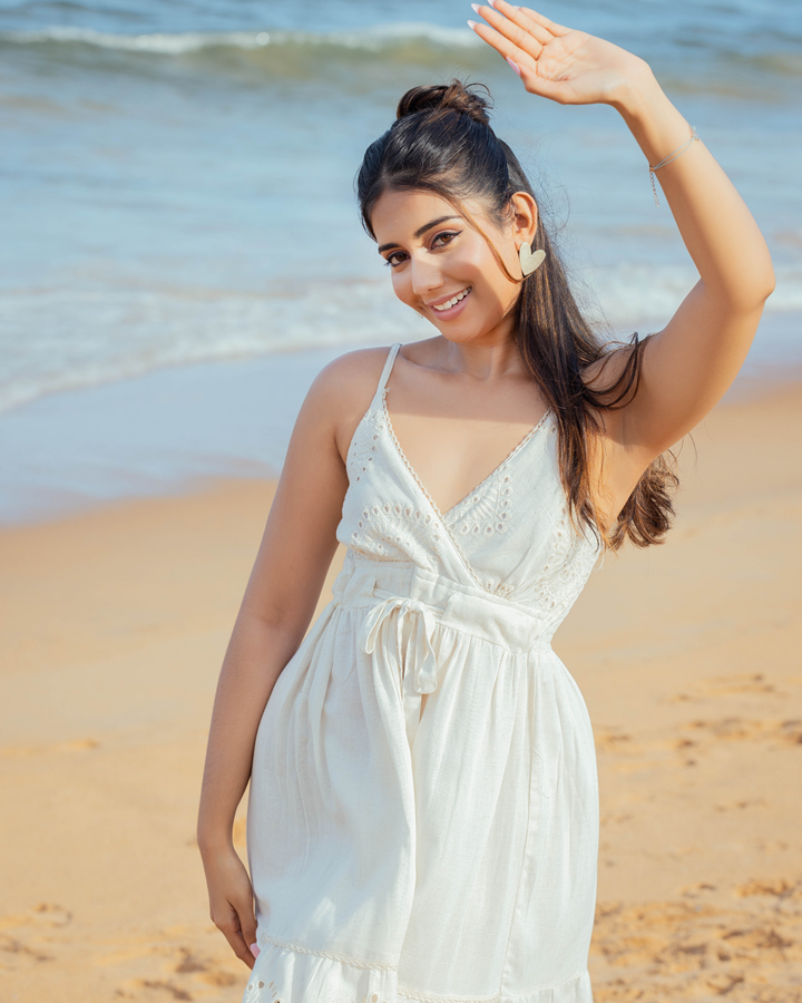 KIARA CUTLON STRAP OFF WHITE MAXI DRESS