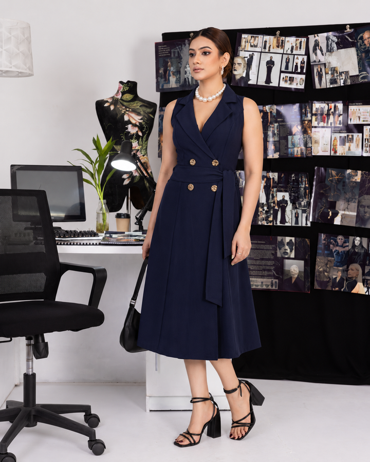 KATEY SLEEVELESS NAVY BLUE DRESS