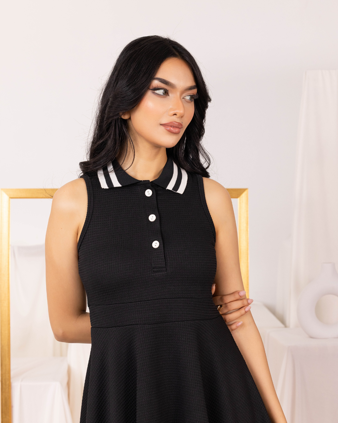 SYLVIA COLLARED GREEN SHORT DRESS