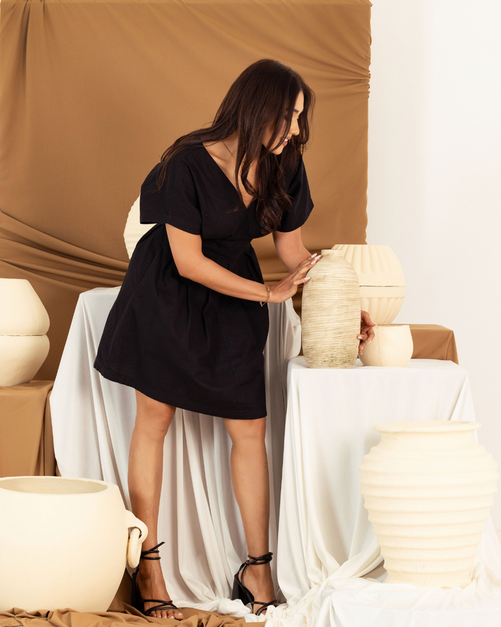 NATHALIE BLACK SHORT DRESS
