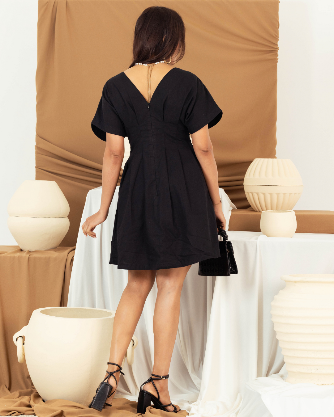 NATHALIE BLACK SHORT DRESS