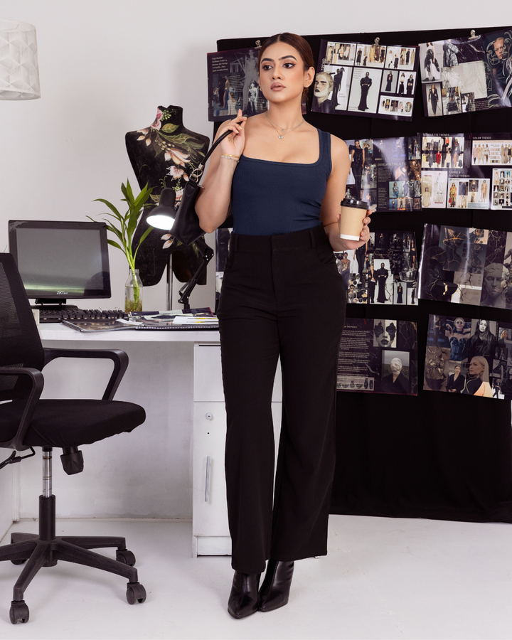 AMIRA HIGHWAIST GREY STRAIGHT PANT
