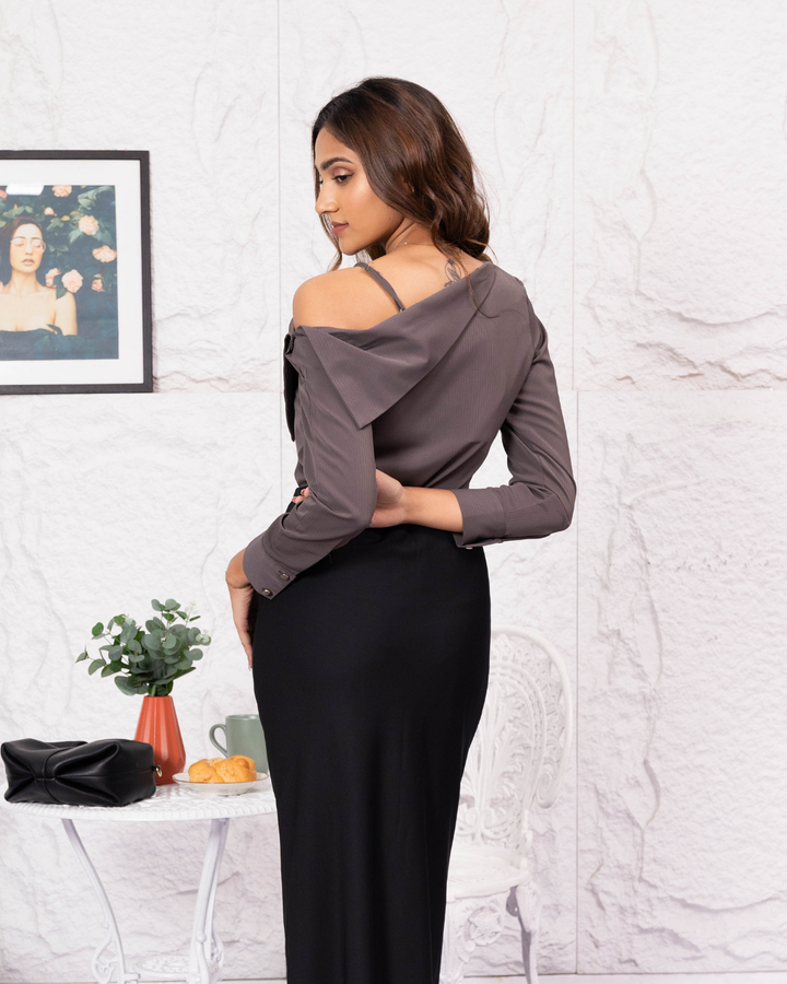 KYANA BLACK SATIN SKIRT