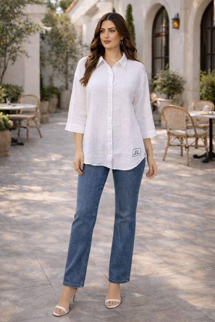 ZERAH SHORT SLEEVE WHITE BLOUSE