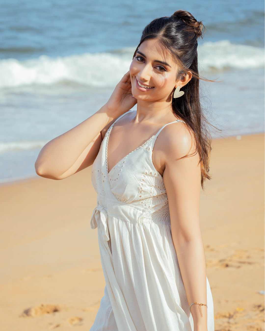 KIARA CUTLON STRAP OFF WHITE MAXI DRESS