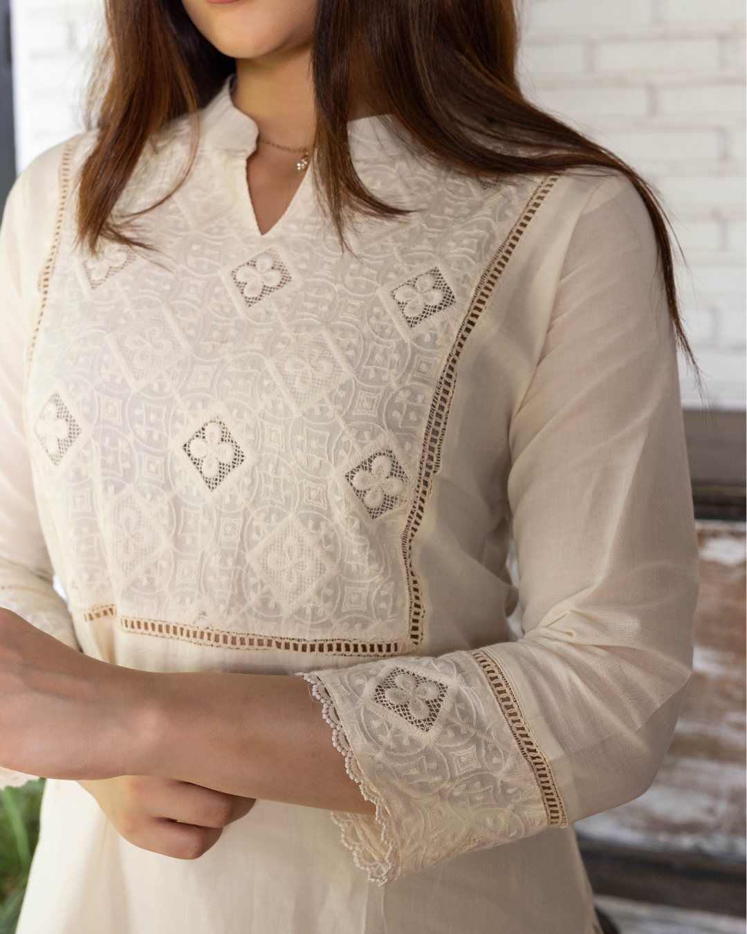ADA CREAM COTTON KURTHA