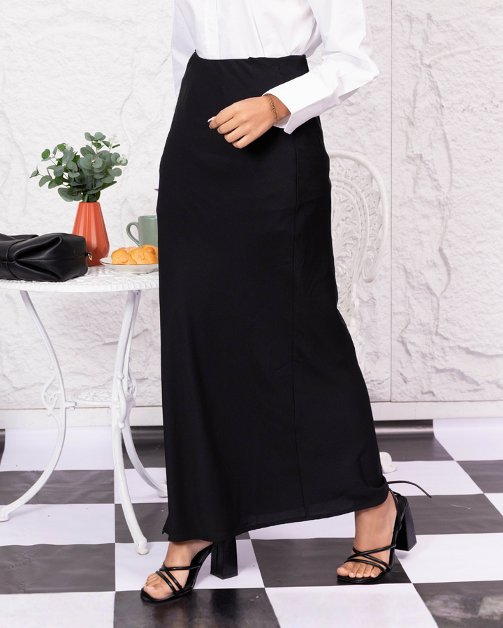 KYANA BLACK SATIN SKIRT