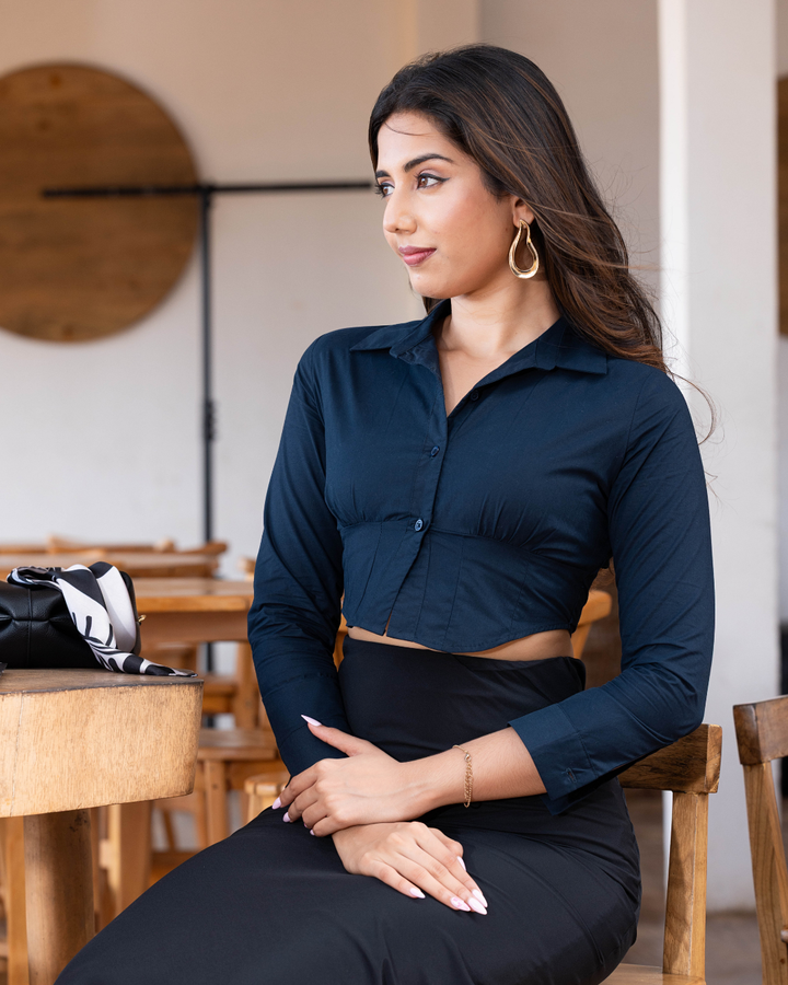ELNA LONG SLEEVE CROP SHIRT