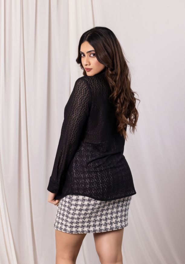 ZARIA MINI BLACK AND WHITE SKIRT