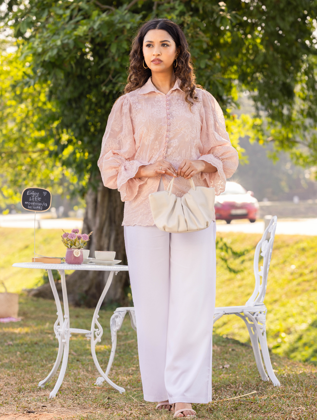 LAVINIA POET SLEEVE PINK BLOUSE