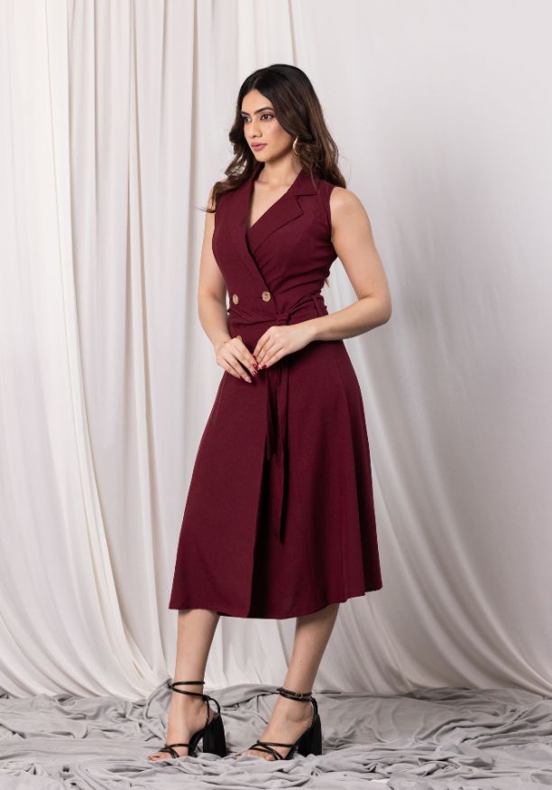 KATEY SLEEVELESS MAROON DRESS