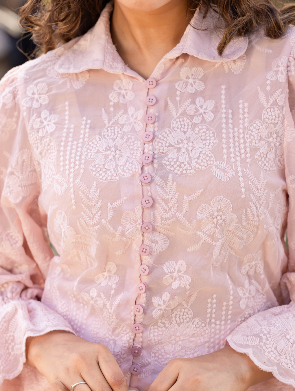 LAVINIA POET SLEEVE PINK BLOUSE