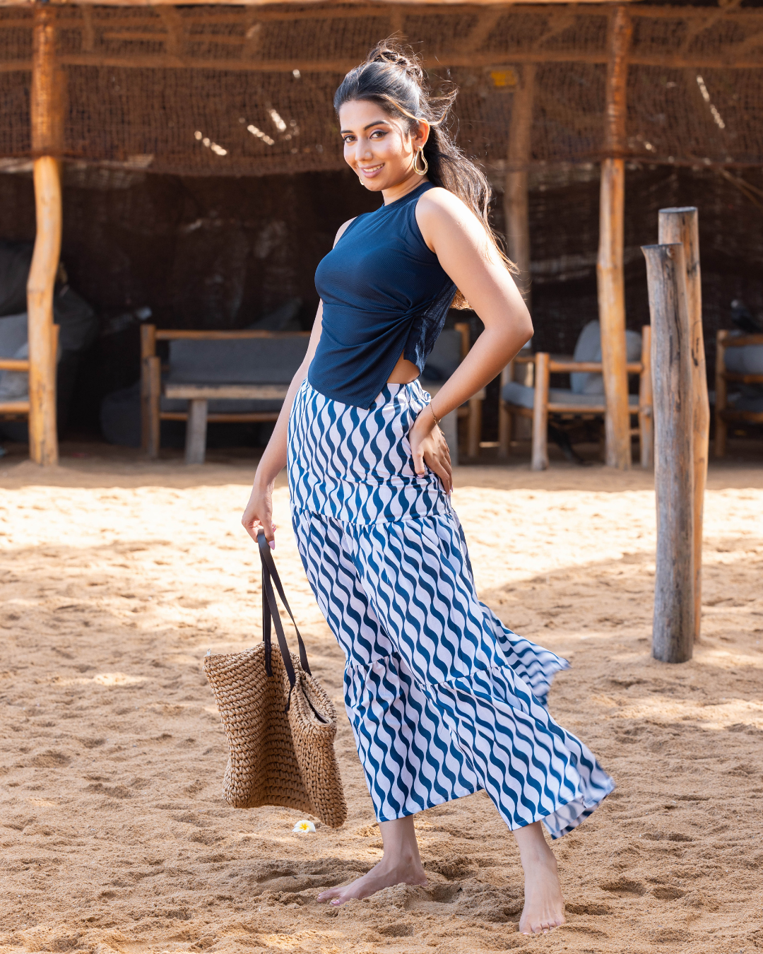 ZAYNE KNOTTED NAVY BLUE TANK TOP