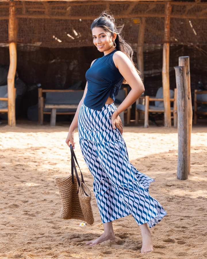 ZAYNE KNOTTED NAVY BLUE TANK TOP