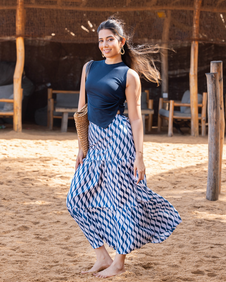 ZAYNE KNOTTED NAVY BLUE TANK TOP