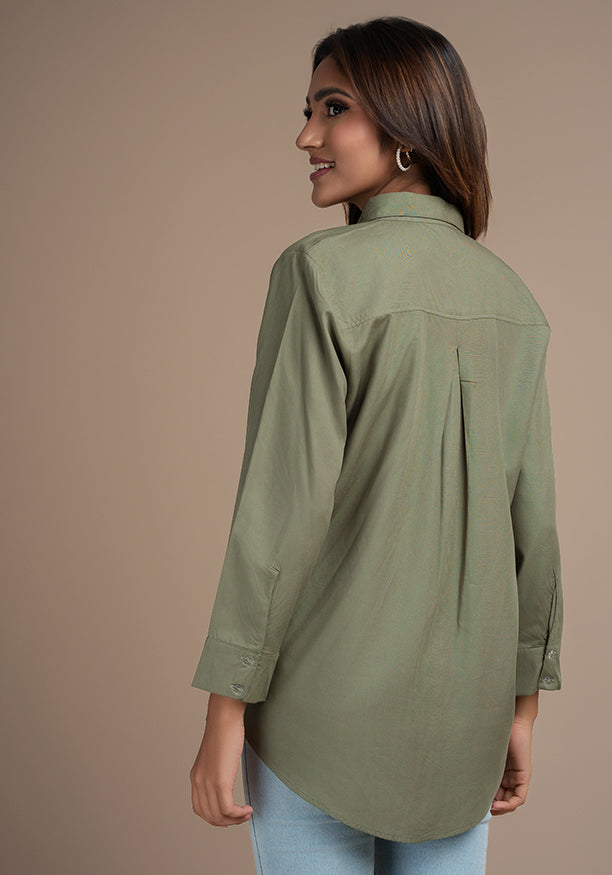 LISA GREEN SHIRT BLOUSE