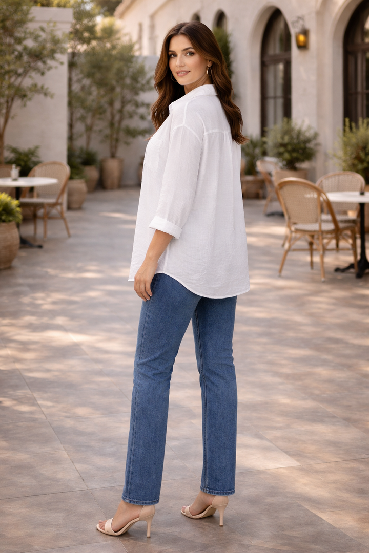 ZERAH SHORT SLEEVE WHITE BLOUSE