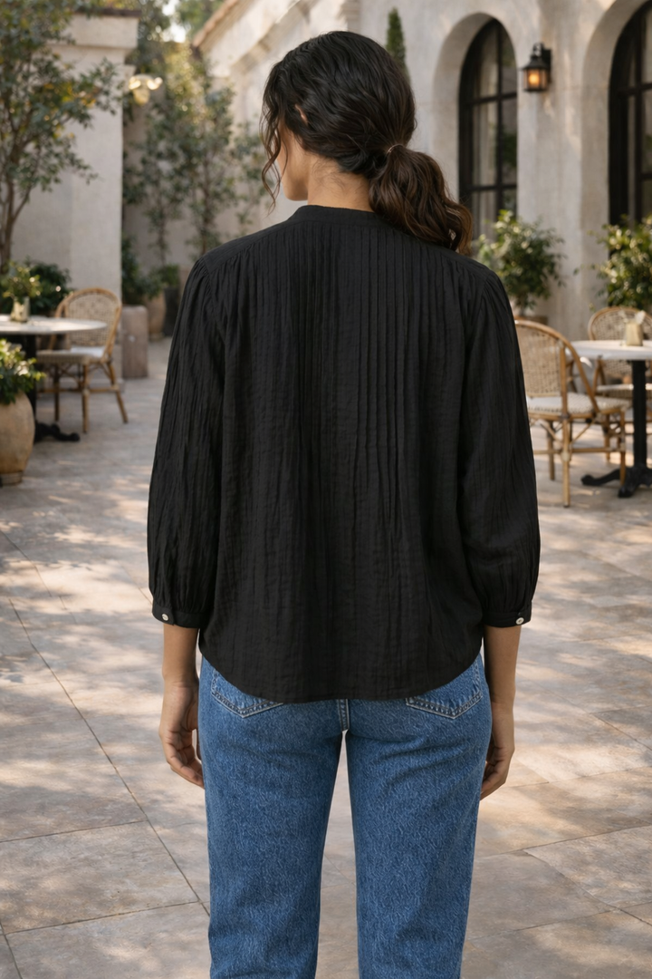 ORIANA LONG SLEEVE BLACK BLOUSE