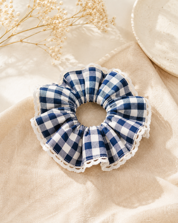 GINGHAM BLUE SCRUNCHIE