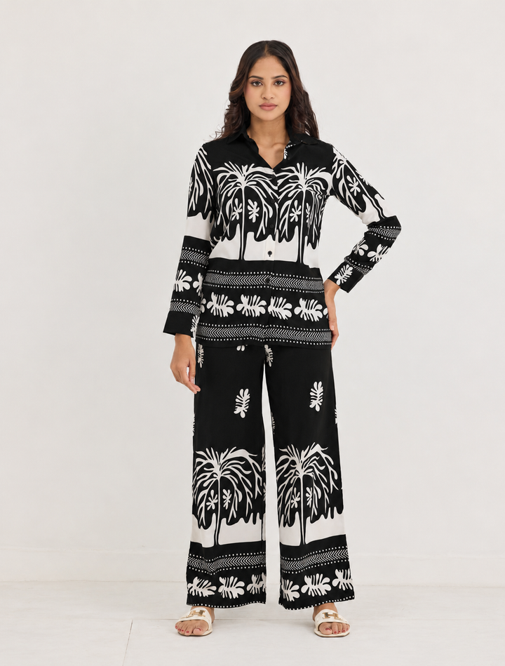 LEONIE PRINTED BLACK BLOUSE