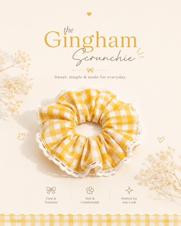 GINGHAM YELLOW SCRUNCHIE