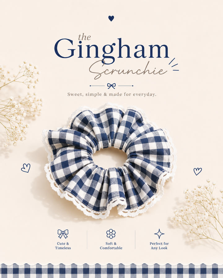 GINGHAM BLUE SCRUNCHIE