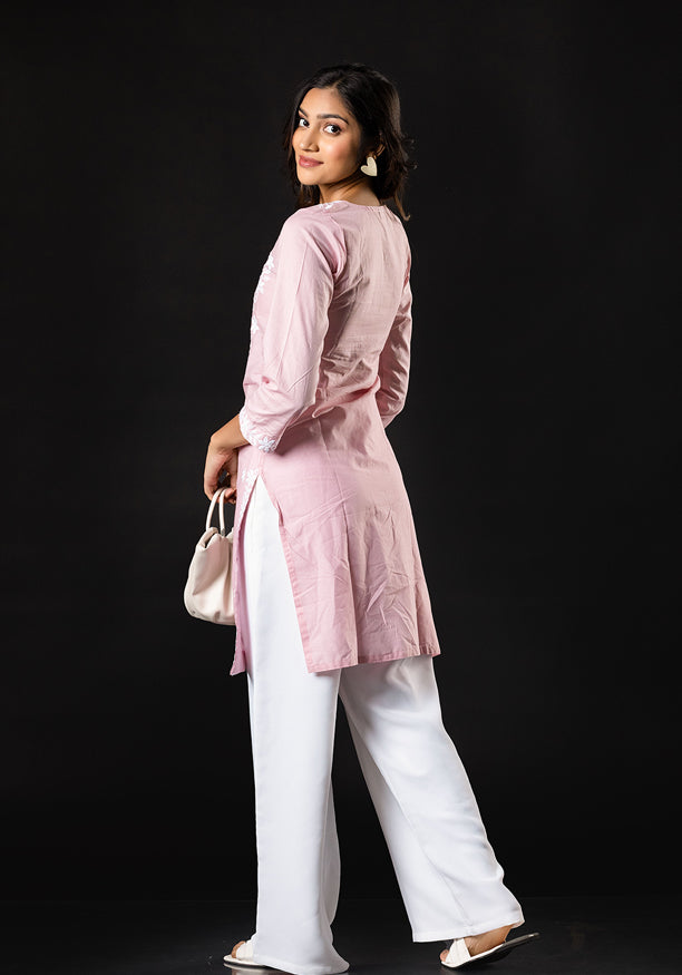 ADELYN PINK EMBROIDERED KURTHA