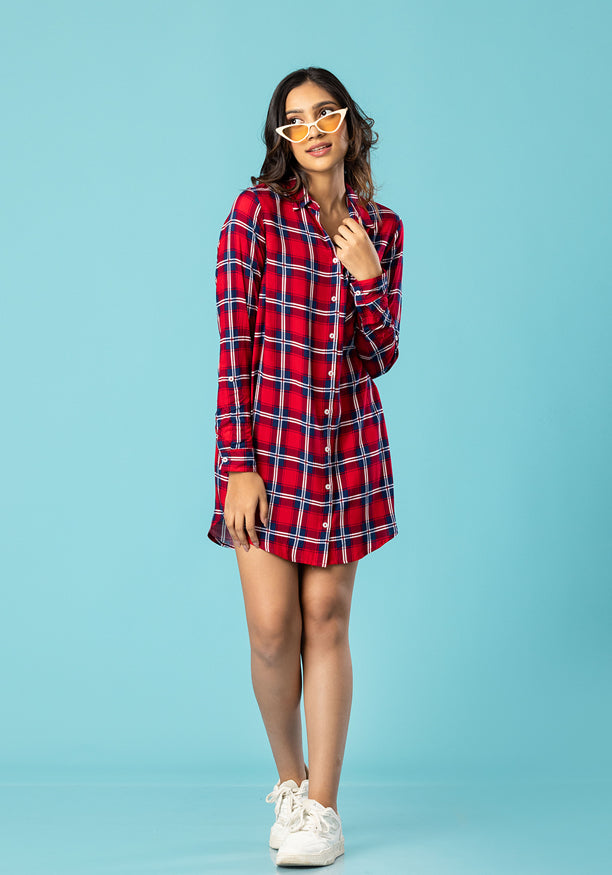 OCTAVIA LONG SLEEVE RED SHIRT