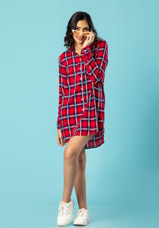 OCTAVIA LONG SLEEVE RED SHIRT