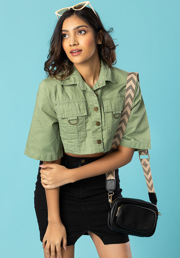 OLIVE GREEN FEMAL DENIM JKT